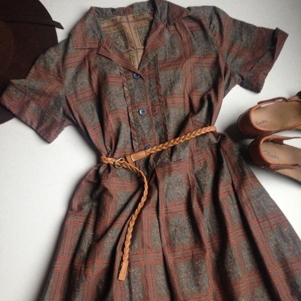 Vintage Paisley Print Dress